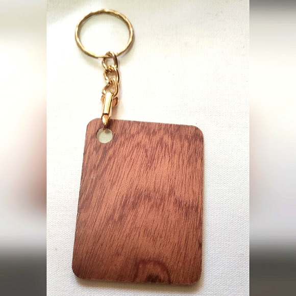 NEW Handcrafted Keychain Bag Tag! Italian Wood SD1. Steampunk Victorian Gold Key - Picture 4 of 6